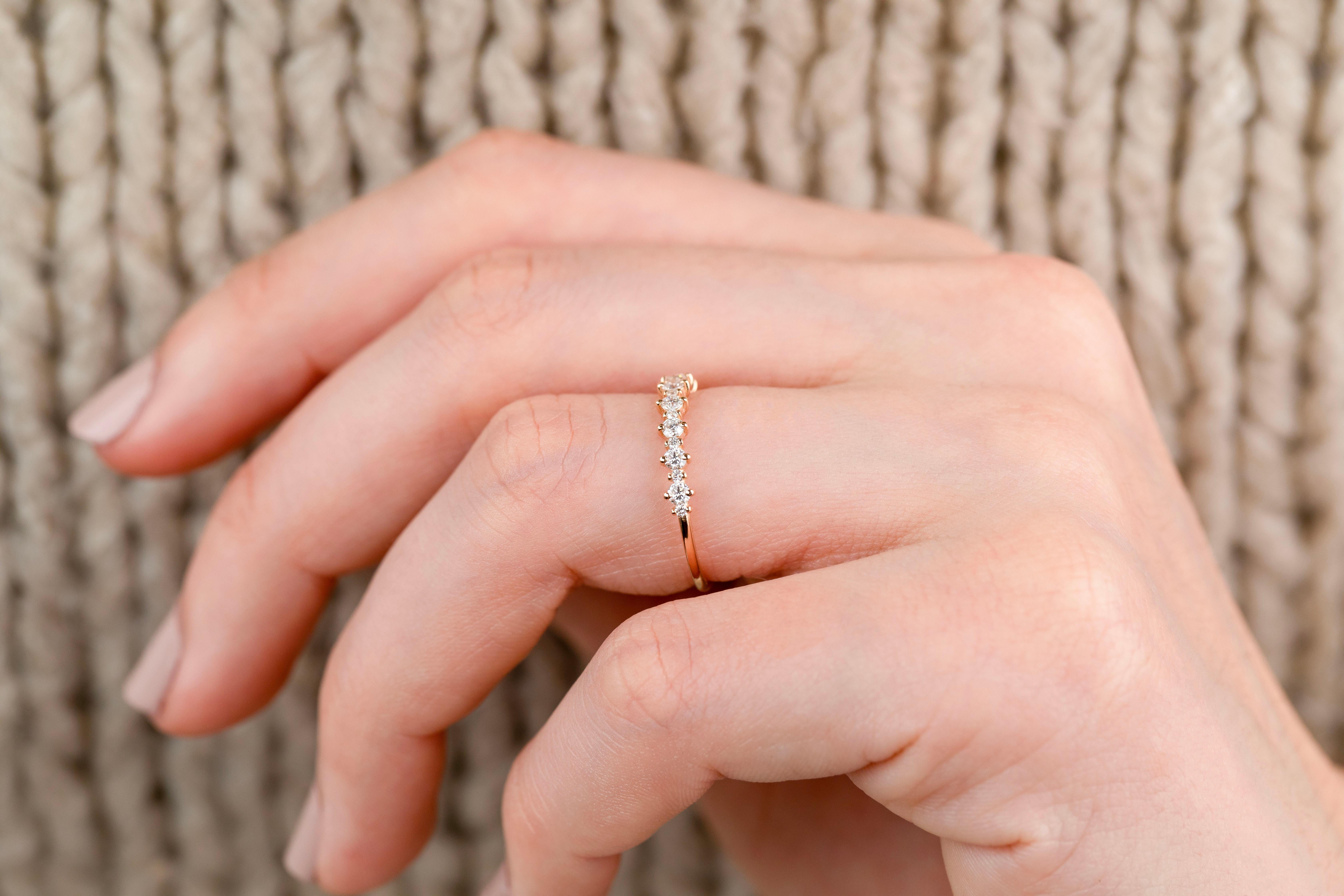 Anillo de compromiso de diamantes en oro vintage, alianza de boda, 0,42 ct alianza de boda en venta 2