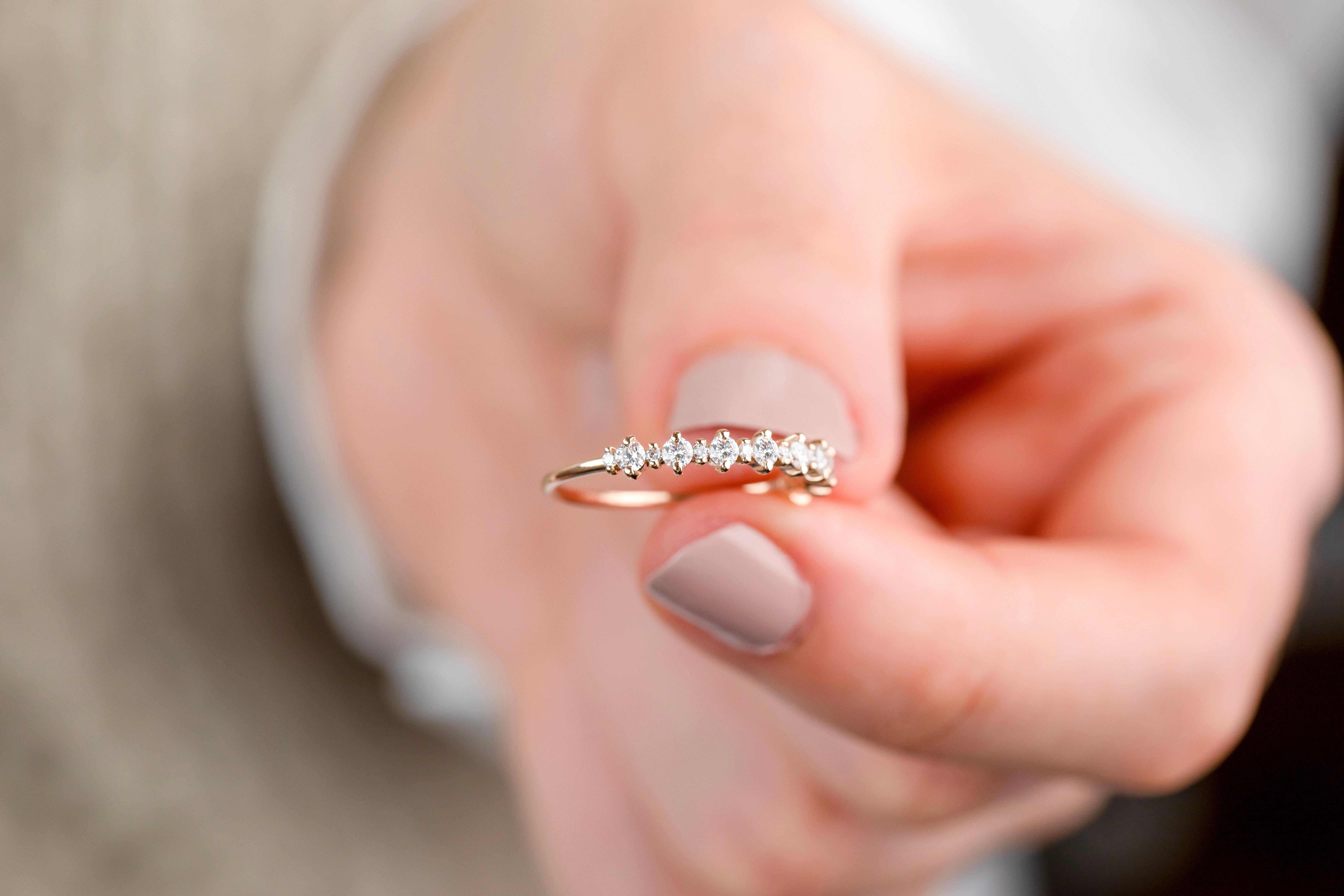 Anillo de compromiso de diamantes en oro vintage, alianza de boda, 0,42 ct alianza de boda en venta 3