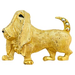 Vintage gold dog designer runway brooch