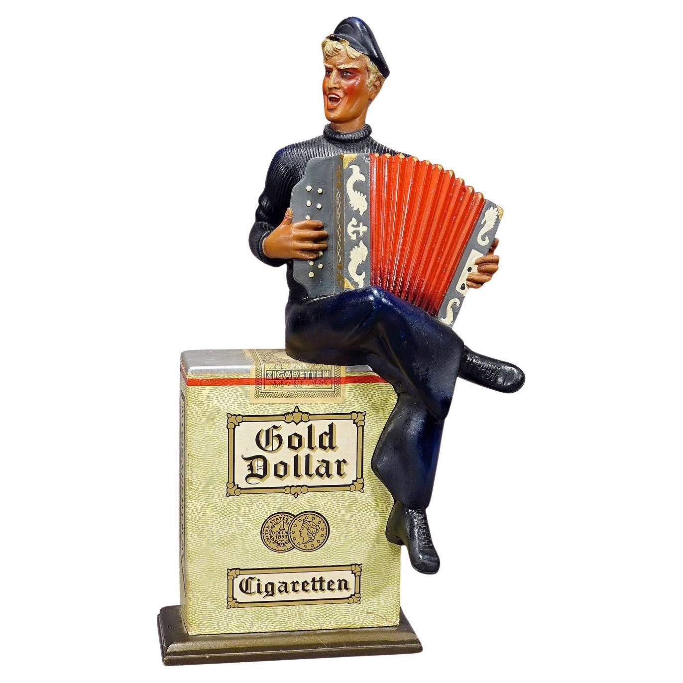 Werbe-Skulptur aus Gold-Dollar-Zigaretten im Vintage-Stil, 1950er Jahre