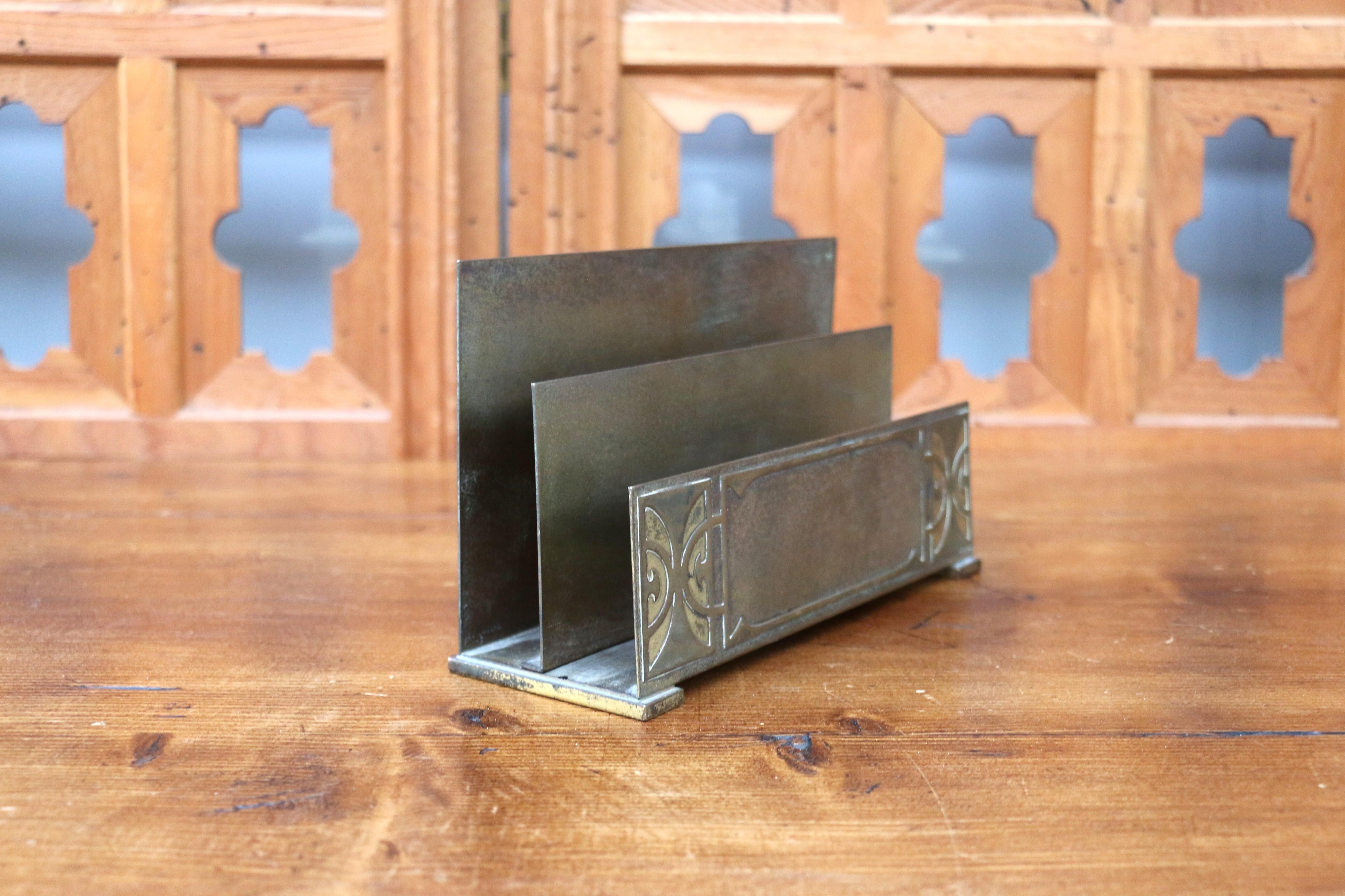 Art Deco Vintage Gold Dore Bronze Letter Rack by Silver Crest Gold Over Bronze For Sale