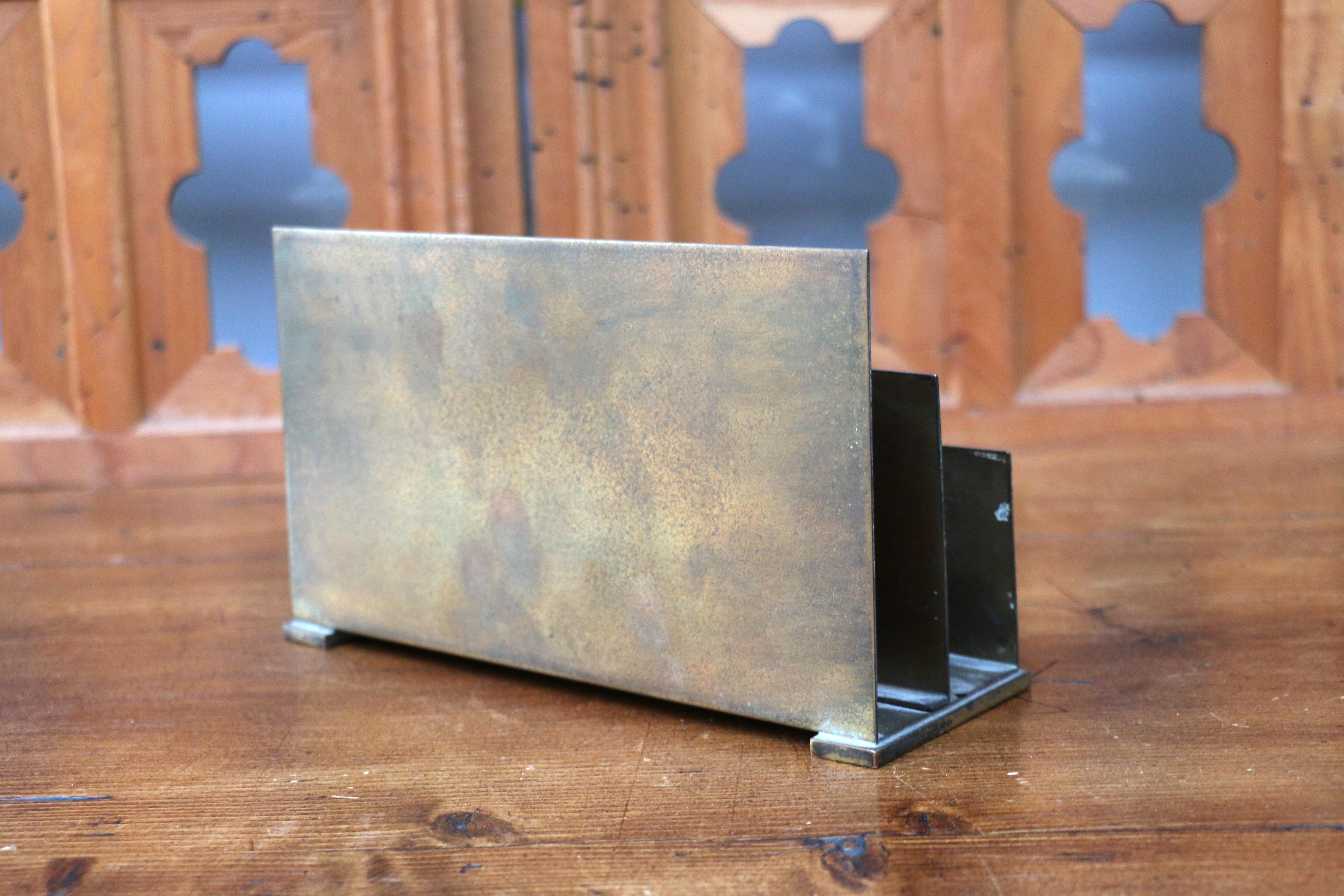 American Vintage Gold Dore Bronze Letter Rack by Silver Crest Gold Over Bronze For Sale