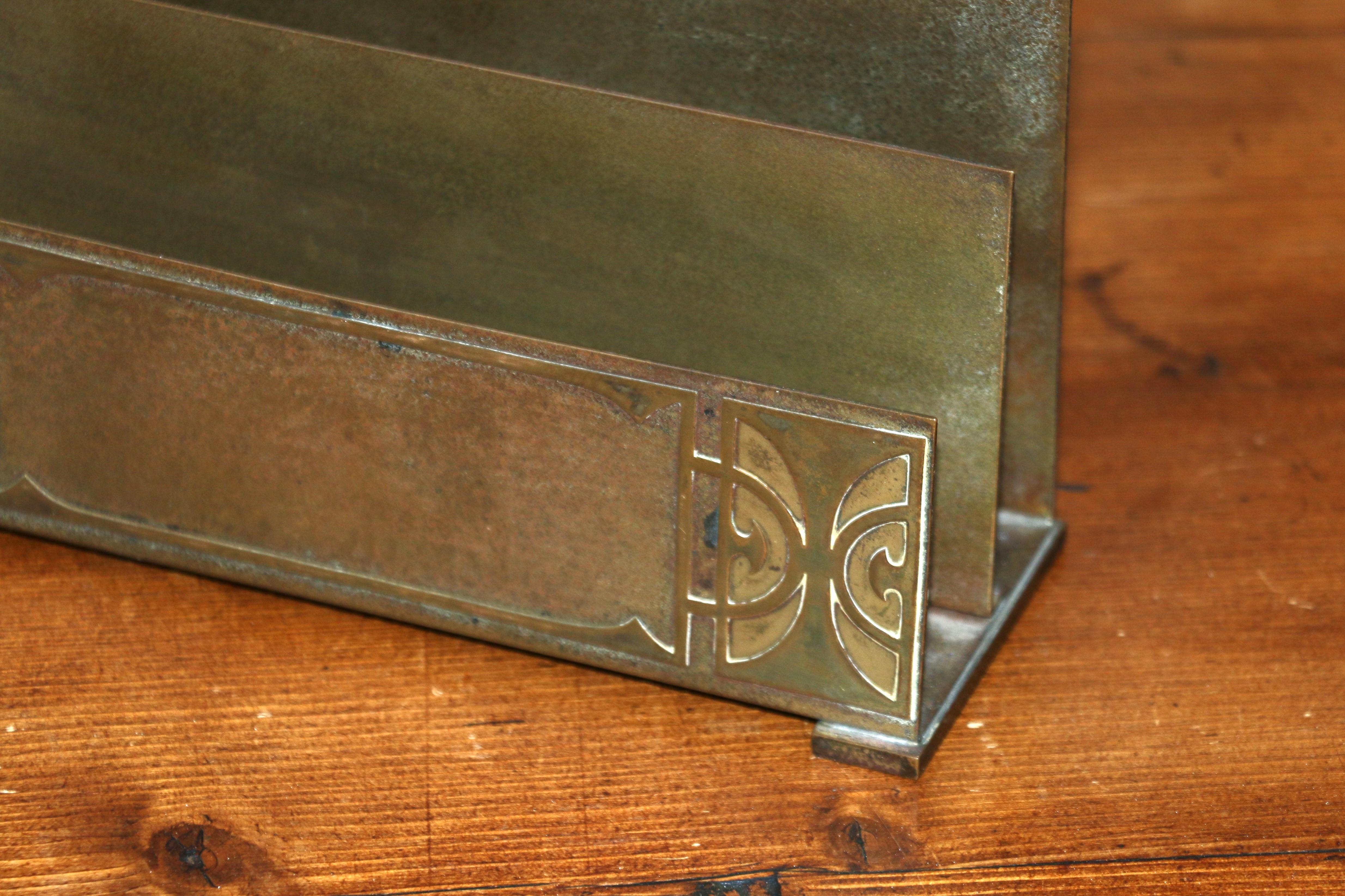 Early 20th Century Vintage Gold Dore Bronze Letter Rack by Silver Crest Gold Over Bronze For Sale