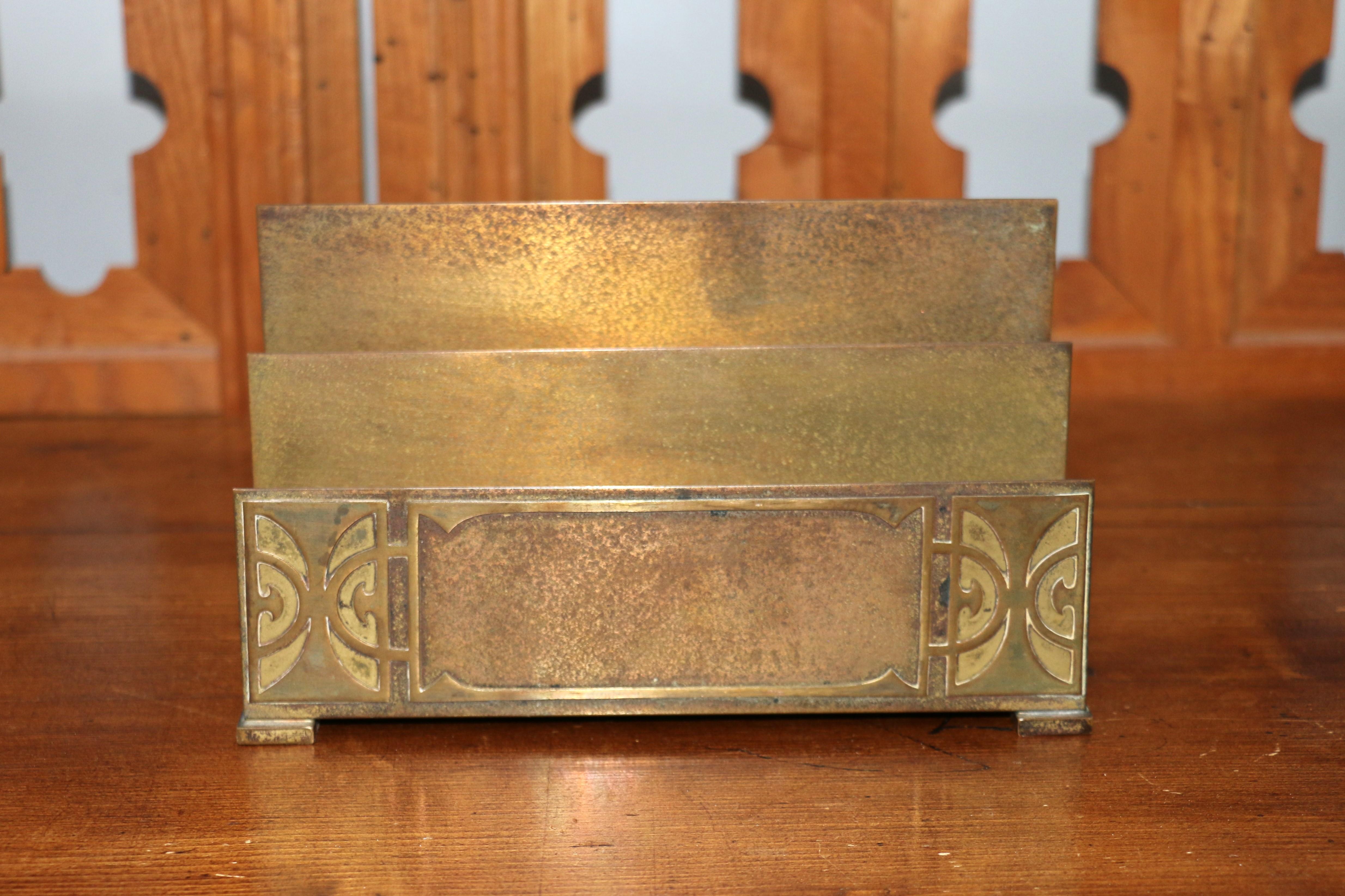 Vintage Gold Dore Bronze Letter Rack by Silver Crest Gold Over Bronze For Sale 3