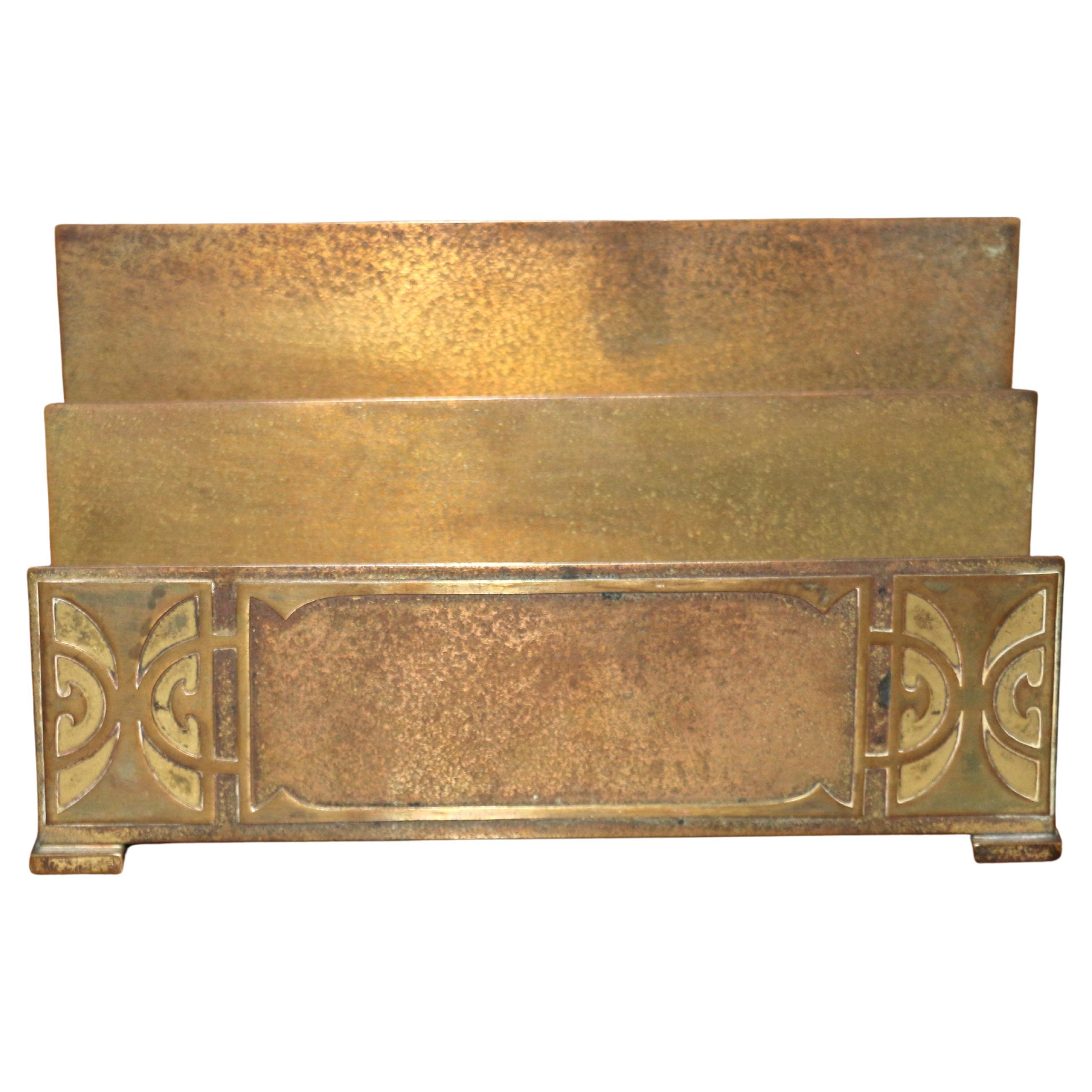 Vintage Gold Dore Bronze Letter Rack by Silver Crest Gold Over Bronze For Sale