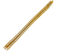 Vintage gold double row rhinestone designer runway bracelet