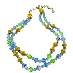 Collier vintage à double brin de perles de cristal
