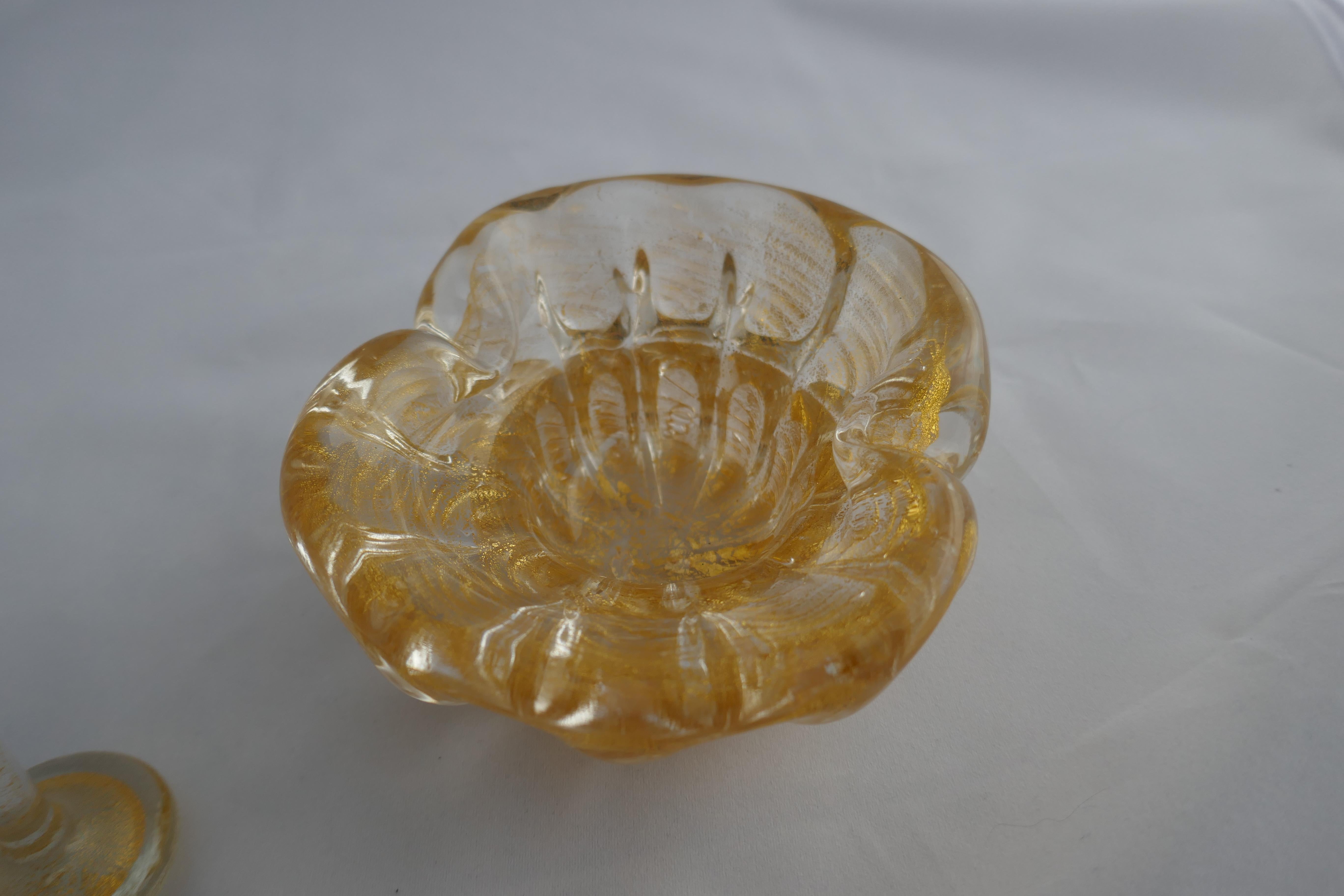 20th Century Vintage Gold Dust Archimede Seguso Murano Ashtray or Bowl with Pestle