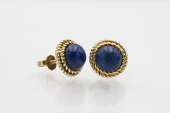Vintage gold earrings with lapis lazuli