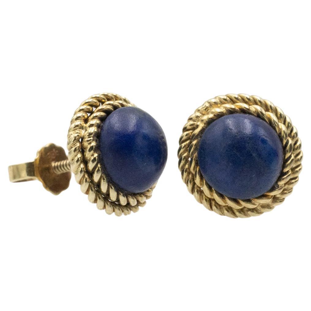 Boucles d'oreilles vintage en or avec lapis-lazuli
