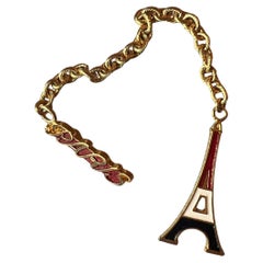 Vintage Gold Eiffel Tower Paris Dangle Earring Tricolor Enamel  J DAUPHIN
