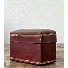 Vintage Gold Embossed Leather Card Box