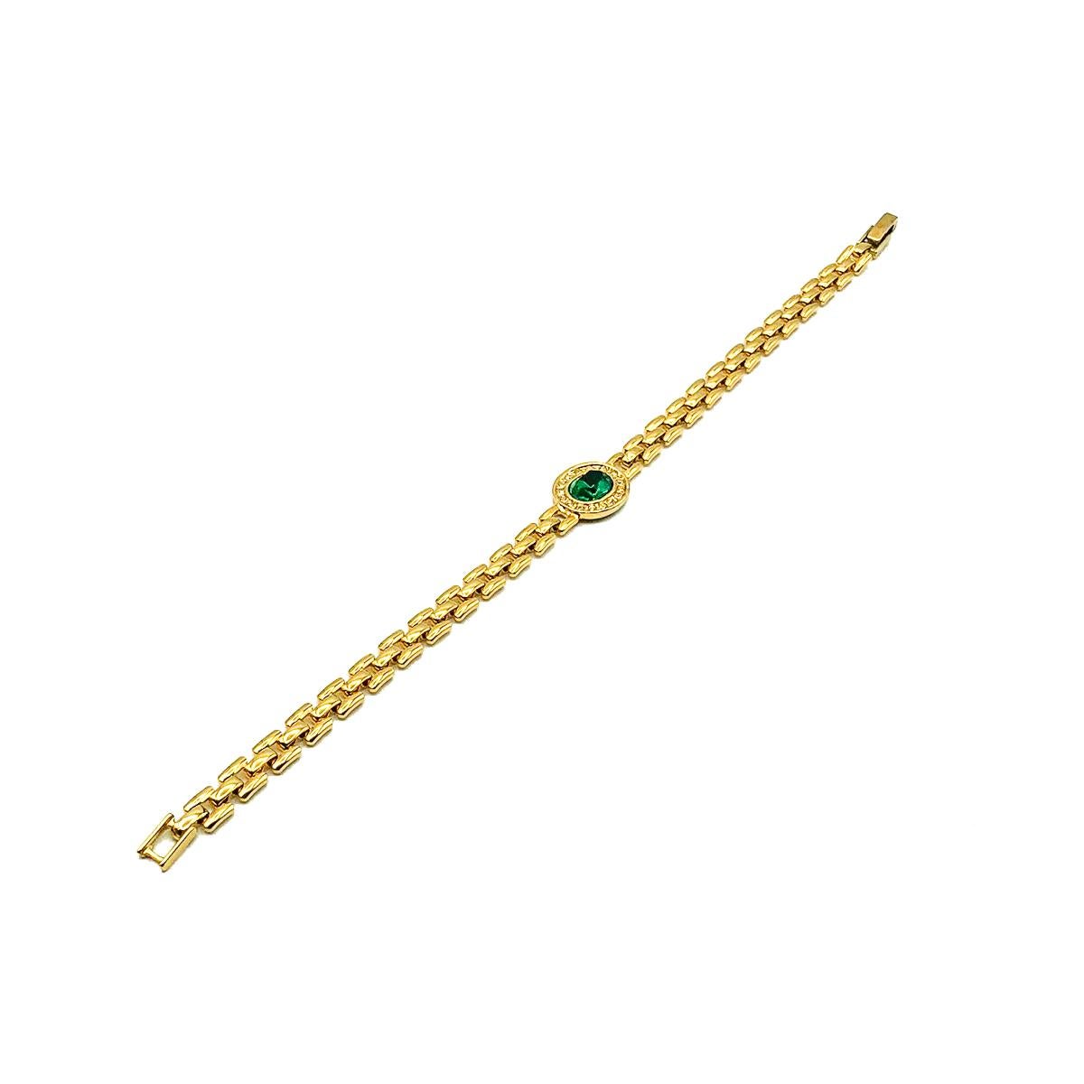 Vintage Gold & Emerald Crystal Bracelet 1990s In Good Condition In Wilmslow, GB