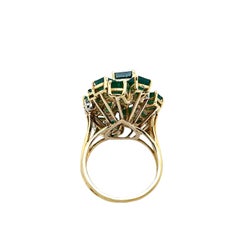 Vintage Gold Emerald & Diamond Dress Ring – 6.90ct Emeralds & 0.30ct Diamonds