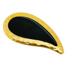 Vintage gold enamel designer runway brooch