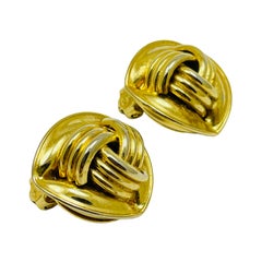 Vintage gold enamel eagle designer runway clip on earrings