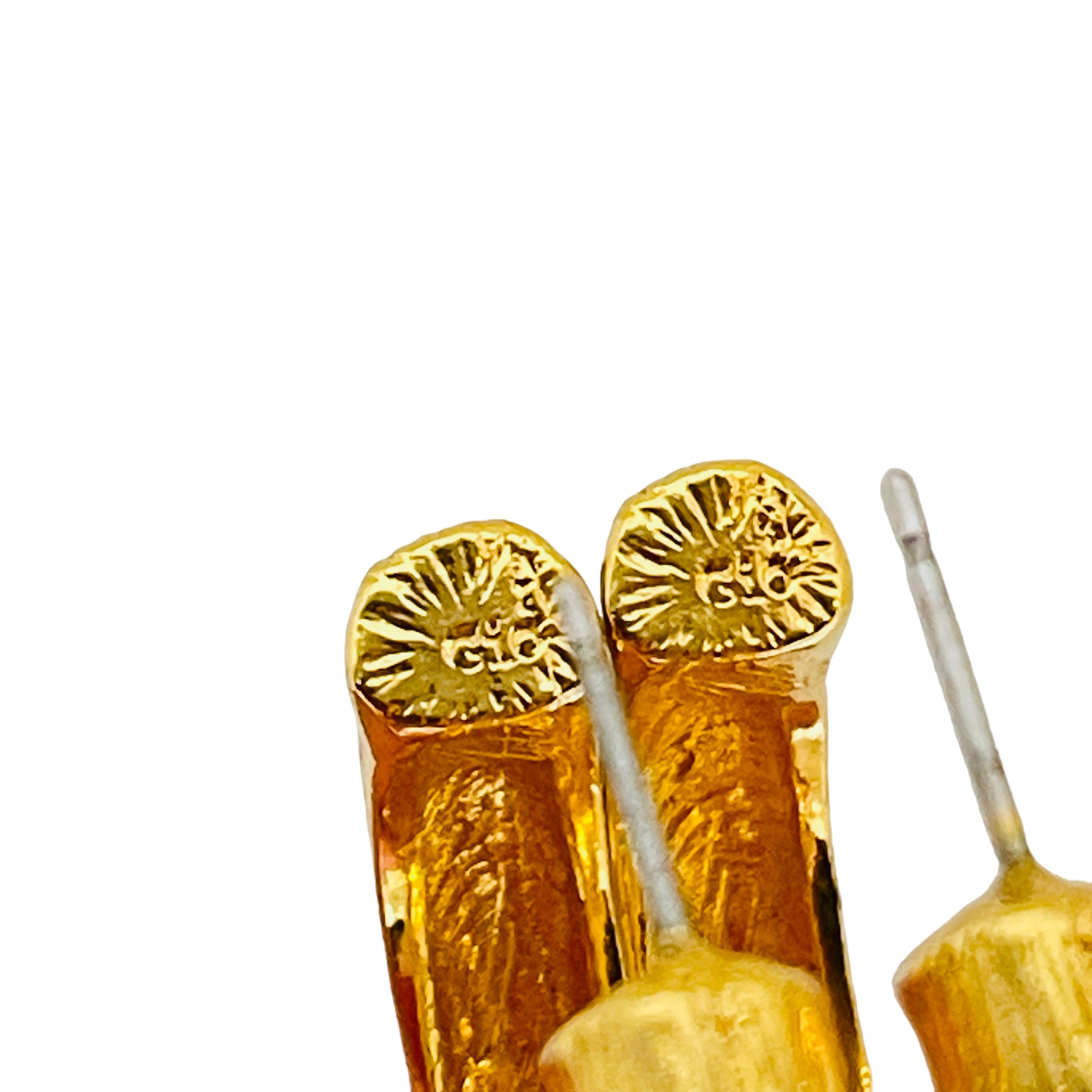Vintage Gold-Emaille-Creolen-Ohrringe für Designer-Laufsteg  im Zustand „Hervorragend“ im Angebot in Palos Hills, IL
