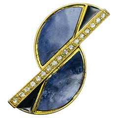 Vintage gold enamel modernist designer brooch