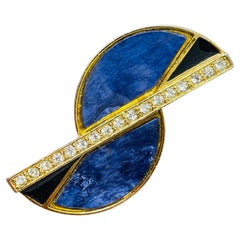 Vintage gold enamel modernist designer brooch