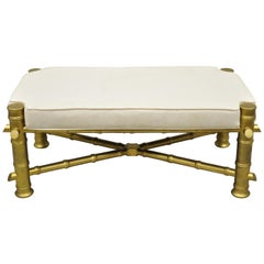Banc à cadre en X tapissé d'or et de faux bambou de style Chippendale chinois