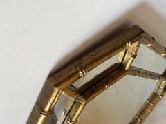 Vintage Gold Faux Bamboo Octagonal Mirror, Hollywood Regency, British Colonial