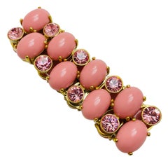 Bracelet de défilé vintage en verre faux corail doré