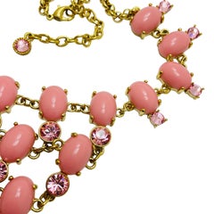 Vintage gold faux coral glass designer runway necklace