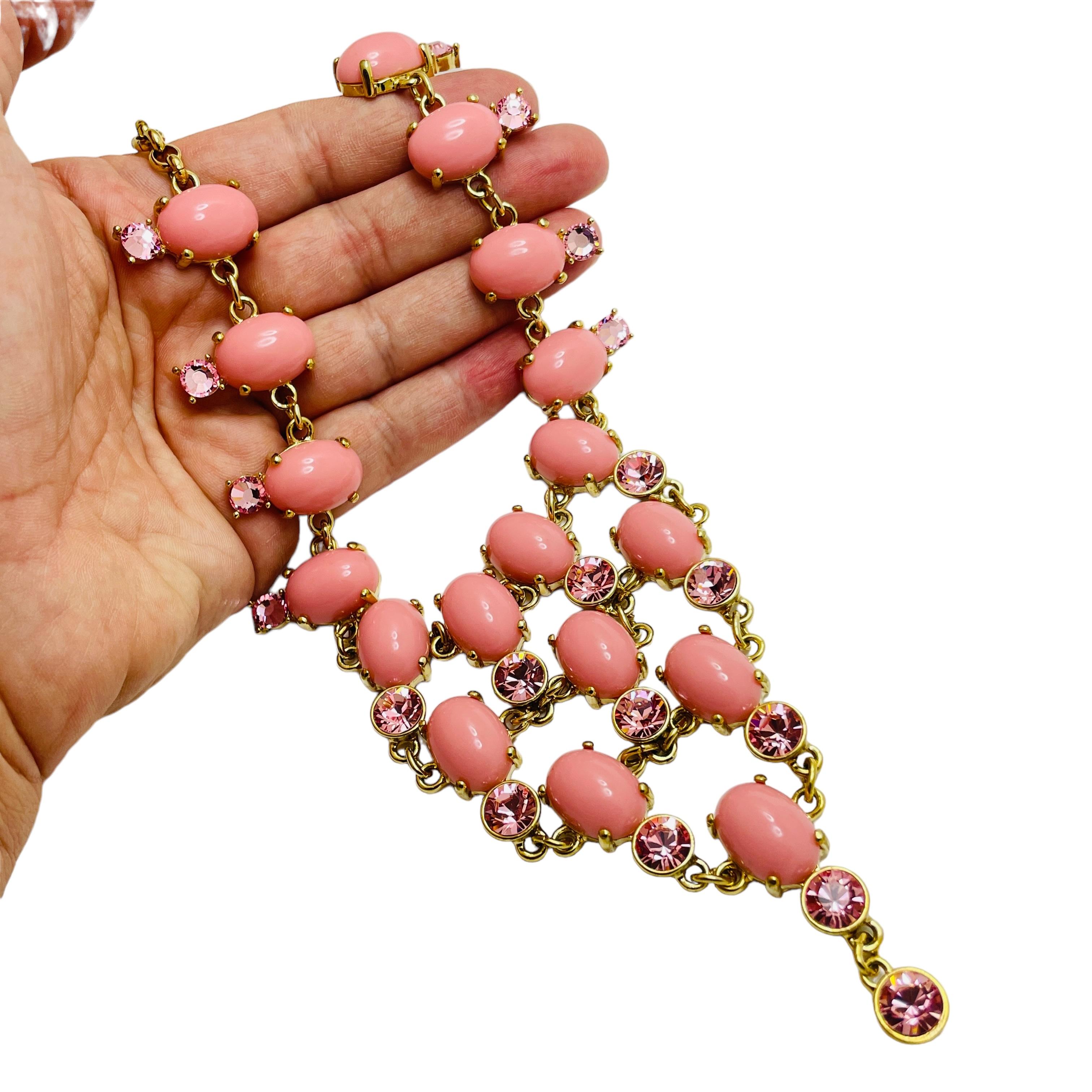 Women's Vintage gold faux coral glass designer runway necklace For Sale