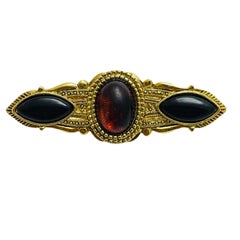 Vintage gold faux stones etruscan designer brooch