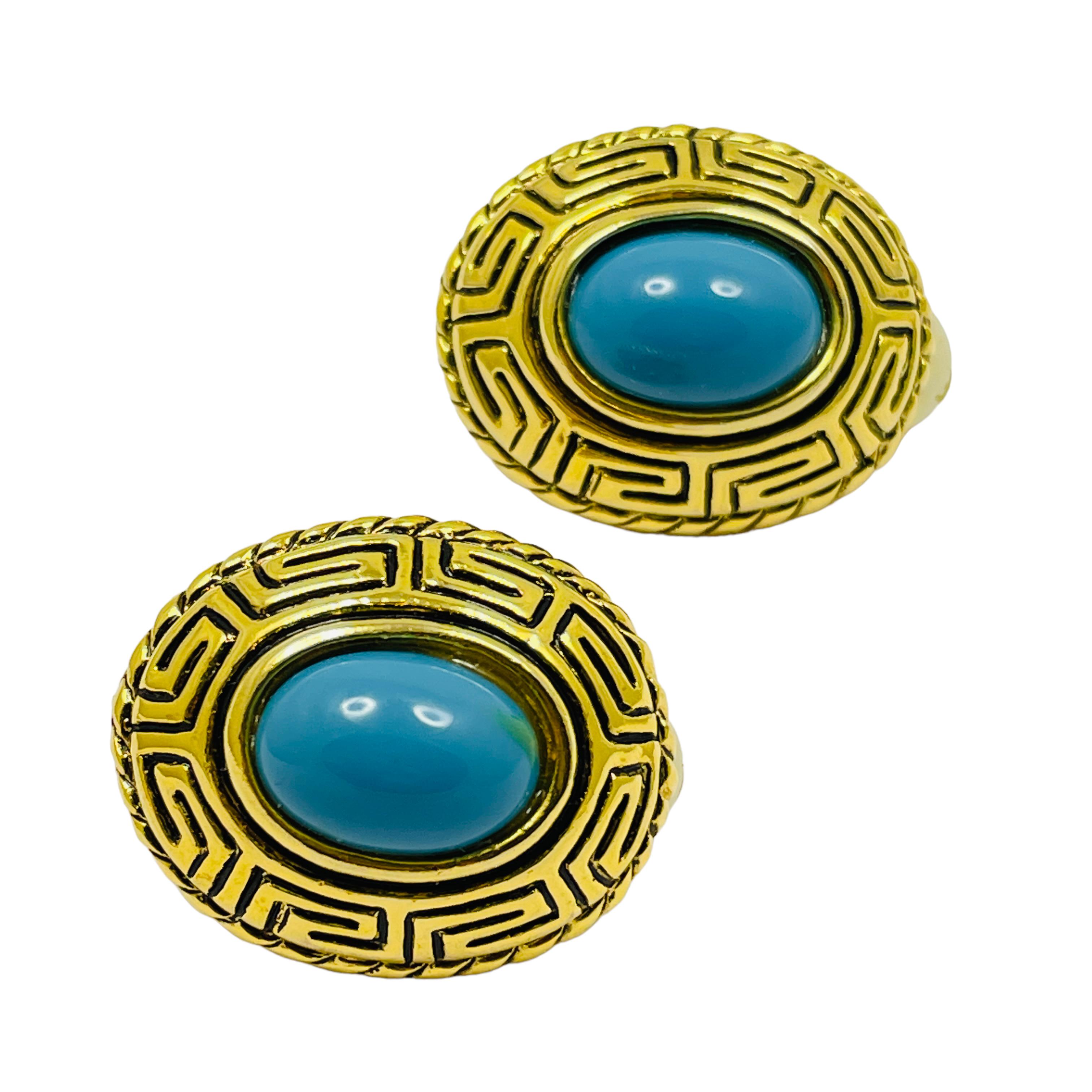 vintage turquoise clip on earrings
