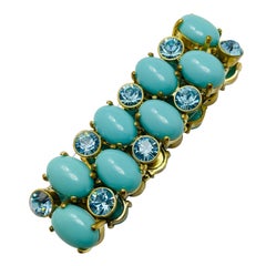 Designer-Laufsteg-Armband aus goldenem, türkisfarbenem Glas