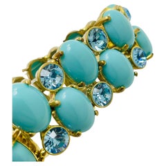 Designer-Laufsteg-Armband aus goldenem, türkisfarbenem Glas