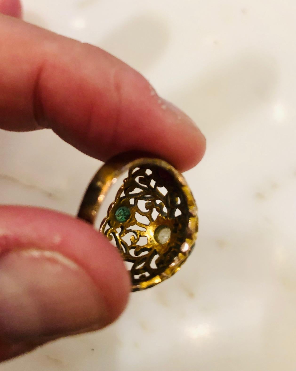 Anglo-Indian Vintage Gold Filigre indian Princess Ring For Sale