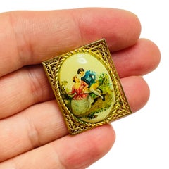 Vintage gold filled portrait brooch pendant