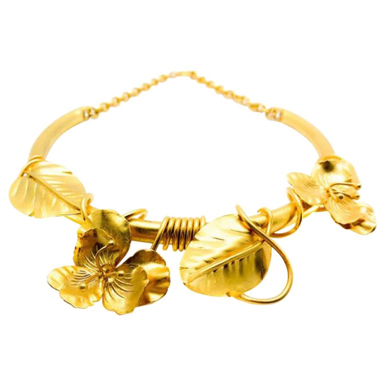 Vintage Gold Floral Vine Collar 1990s