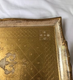 Vintage Gold Florentine Rectangular Serving Tray