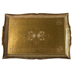 Vintage Gold Florentine Rectangular Serving Tray