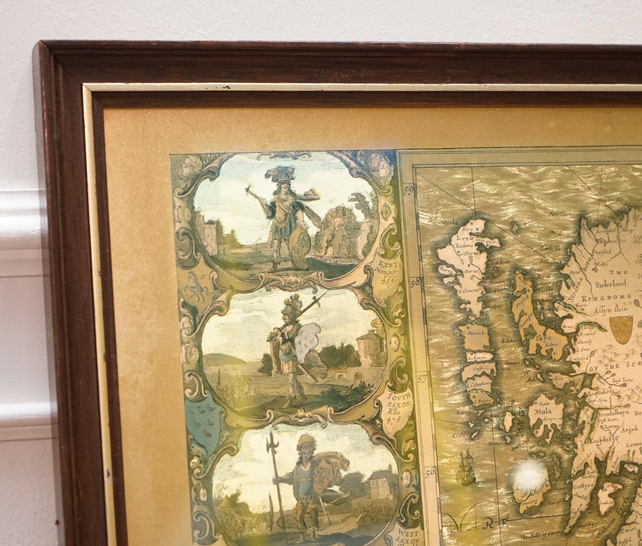 Fait main Map of THE BRITiSH ISLES 1646 par JOANNES JANSSEN en vente
