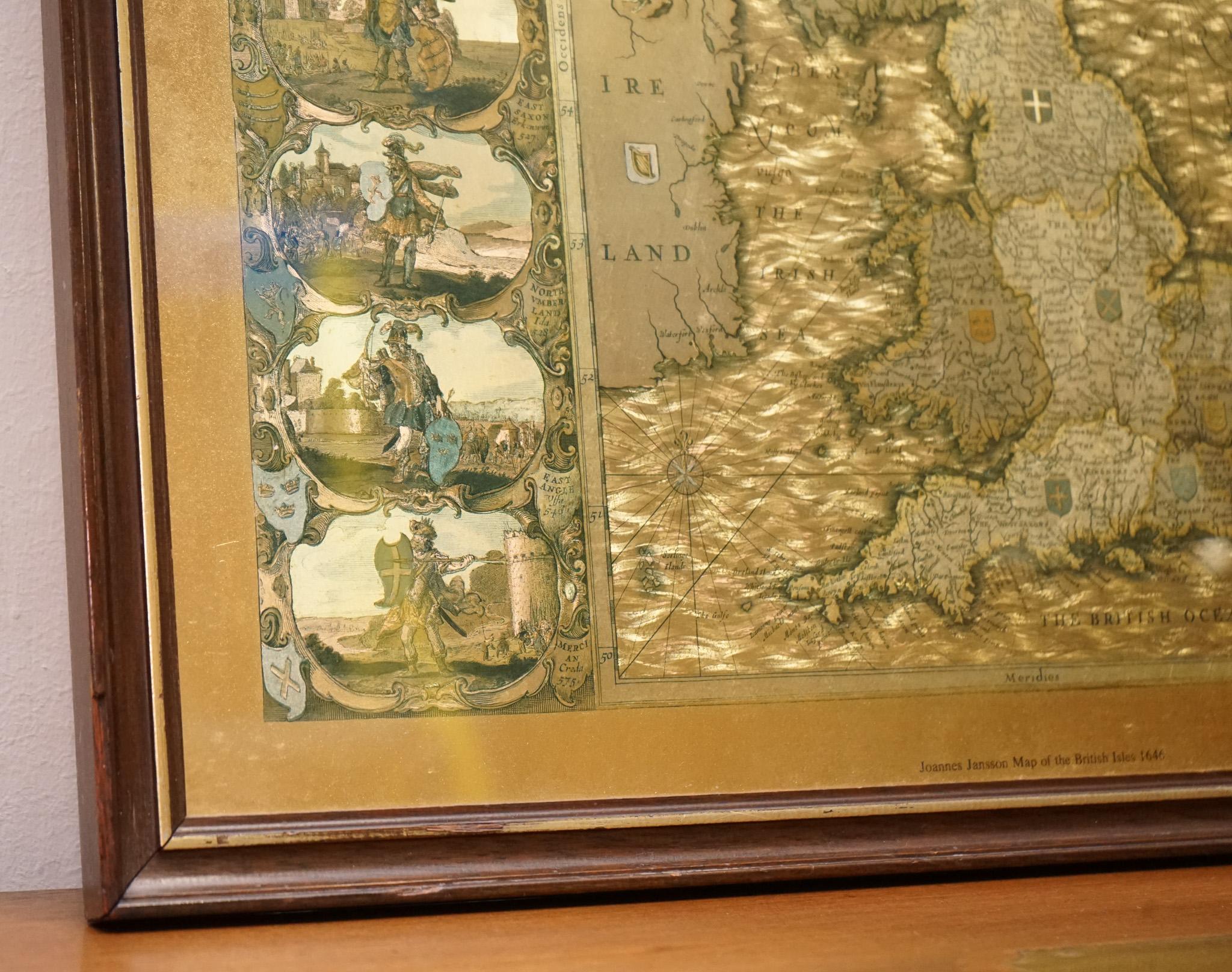 20ième siècle Map of THE BRITiSH ISLES 1646 par JOANNES JANSSEN en vente