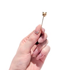 Vintage Gold Fox or Wolf Stickpin with Gemstone Eyes