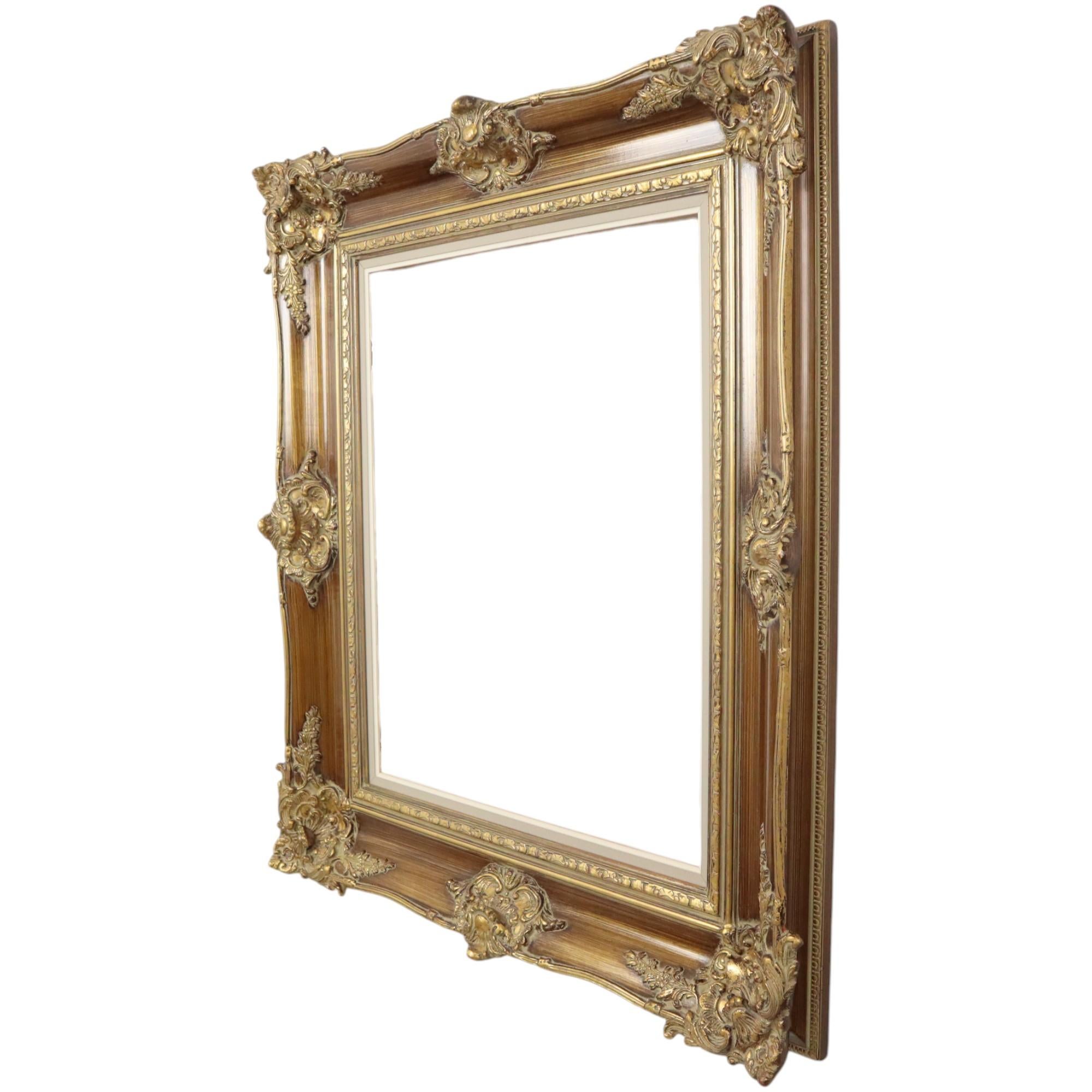 Vintage Gold Frame Barock Stil Klassisch Kiefer Wood 87x77cm im Angebot 5