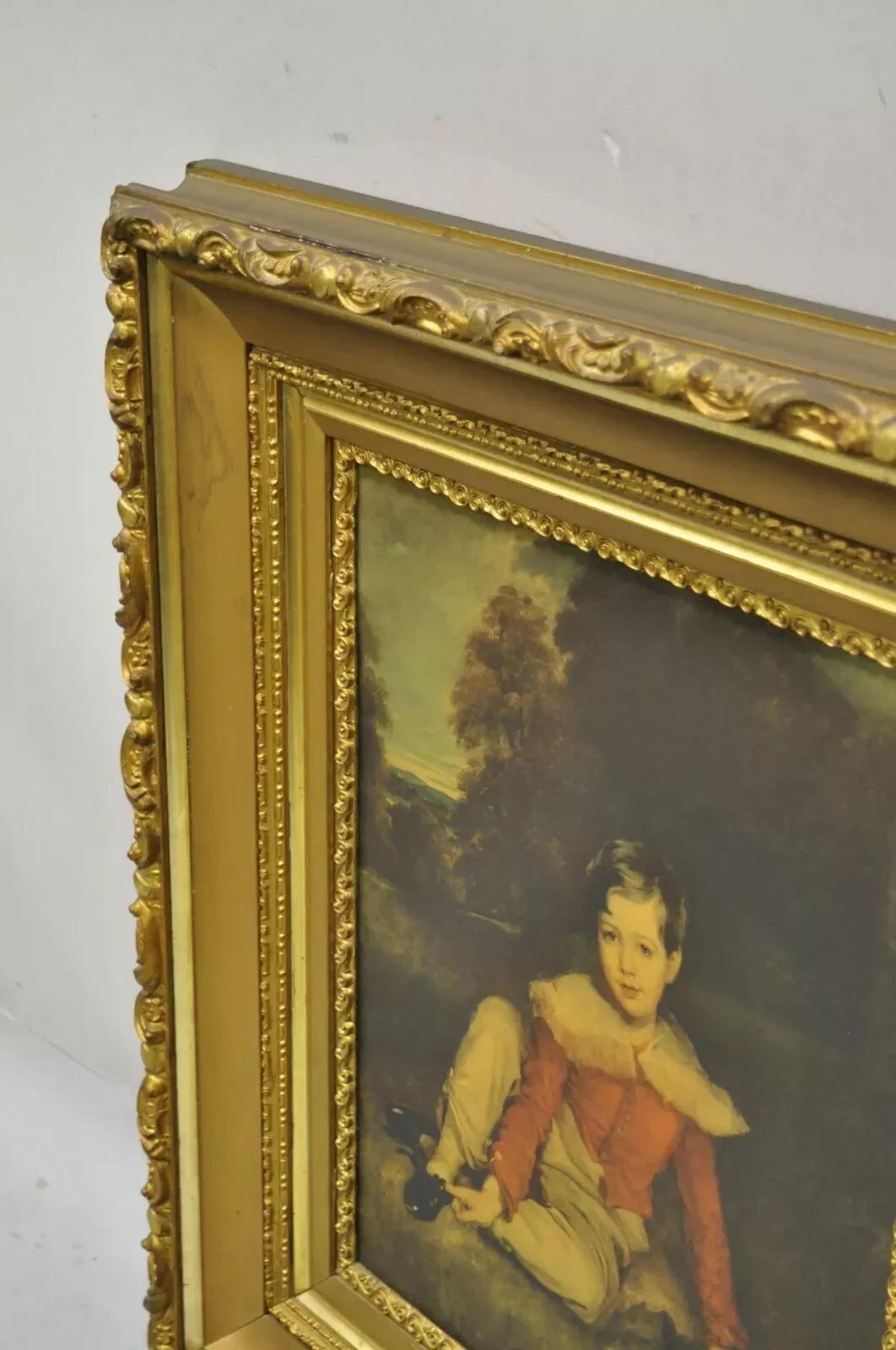 Vintage Gold Frame Hans Volkmann Art Print Little Princesse Girl Lord Seaham Boy en vente 5