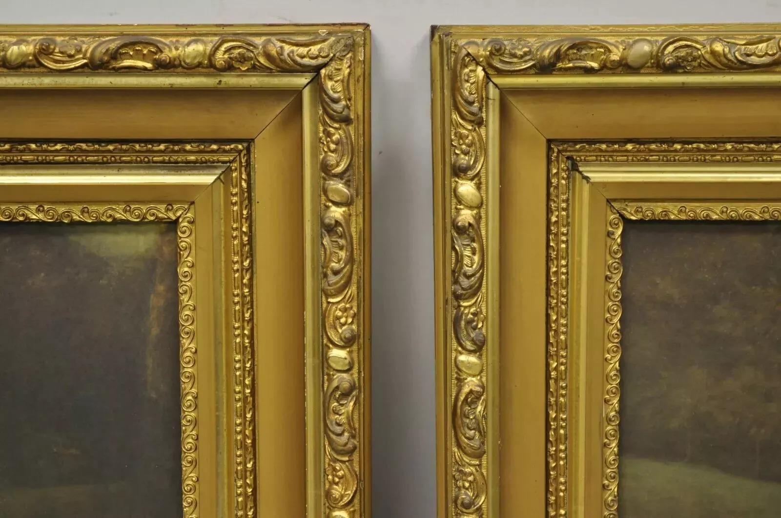 20ième siècle Vintage Gold Frame Hans Volkmann Art Print Little Princesse Girl Lord Seaham Boy en vente