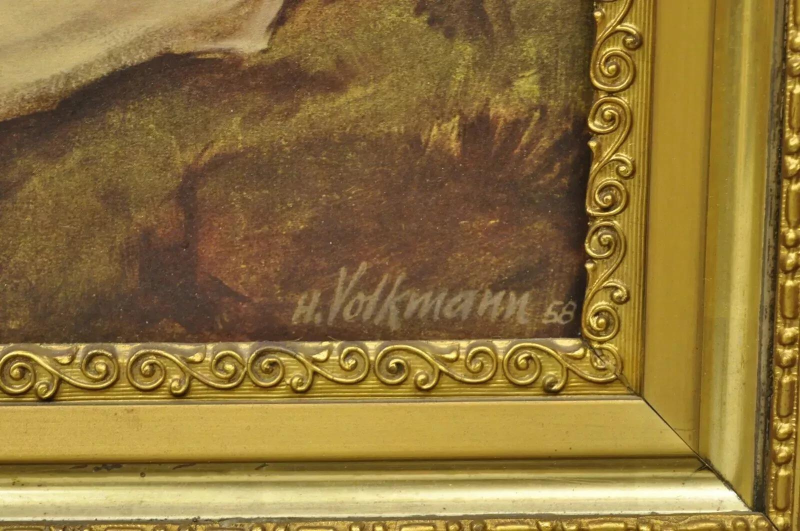 Vintage Gold Frame Hans Volkmann Art Print Little Princesse Girl Lord Seaham Boy en vente 1