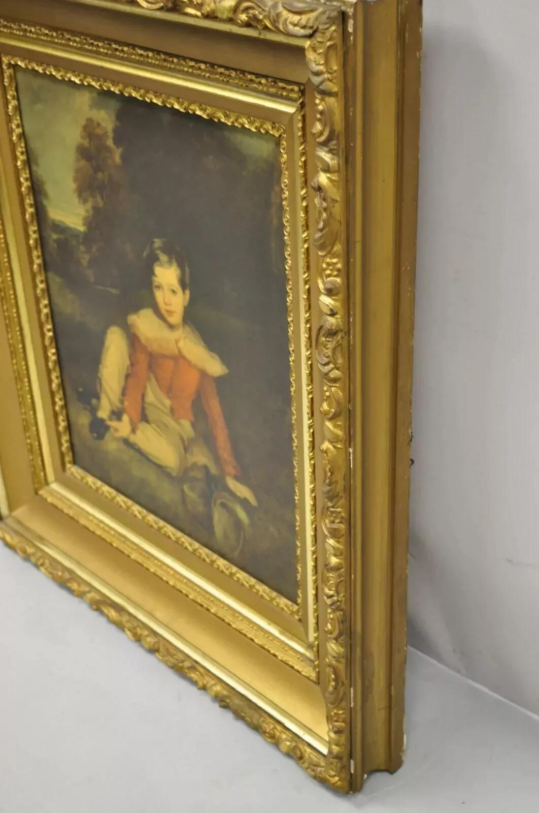 Vintage Gold Frame Hans Volkmann Art Print Little Princesse Girl Lord Seaham Boy en vente 2