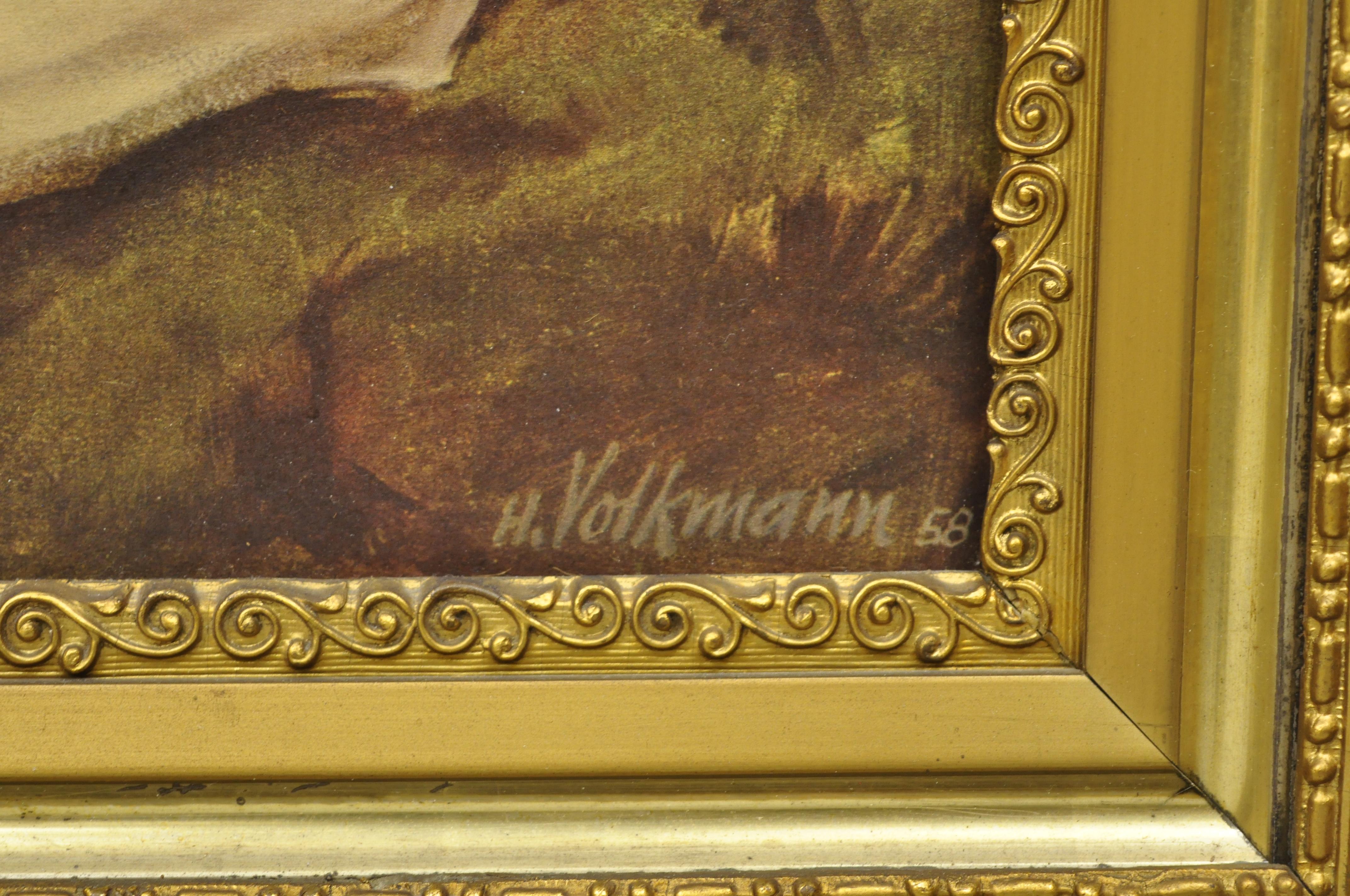Vintage Gold Framed Hans Volkmann Art Print Little Princess Girl Lord Seaham Boy In Good Condition In Philadelphia, PA