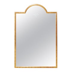 Vintage Gold Framed Mirror with Arched Top and Silver Églomisé Sunburst