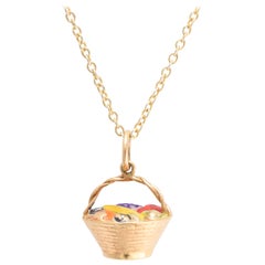 Vintage Gold Fruit Basket Charm