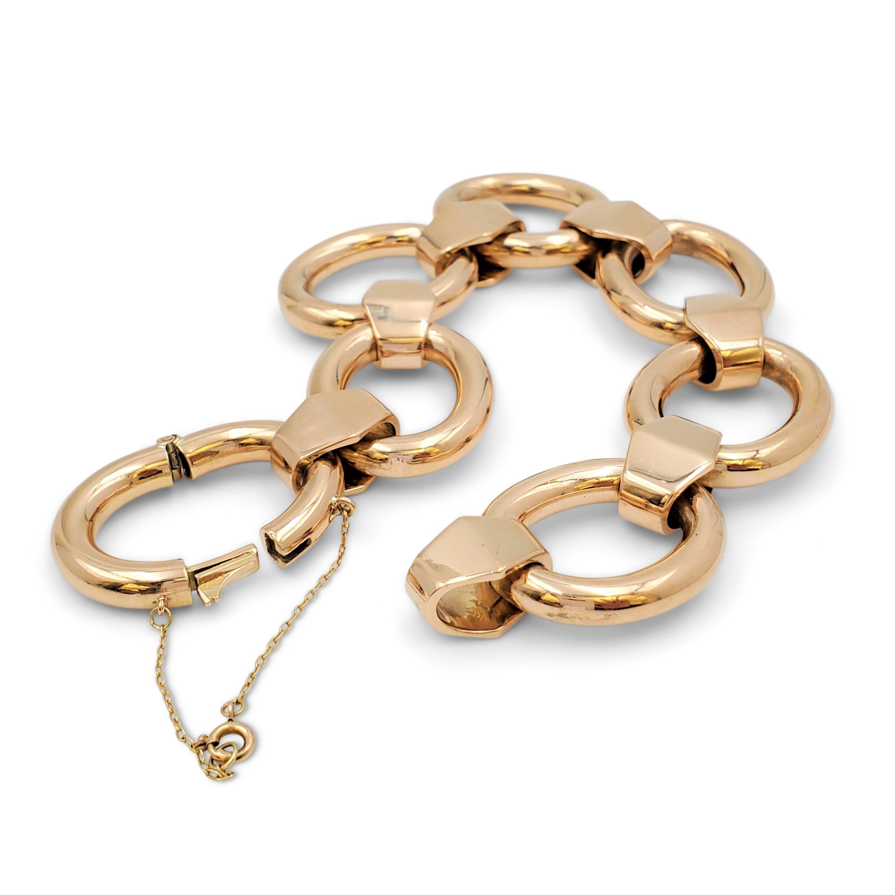 Women's or Men's Vintage Gold Geometric Open-Link Bracelet