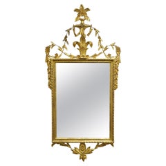 Vintage Gold Gilt Adams Style Wall Mirror with Leafy Scroll Pediment
